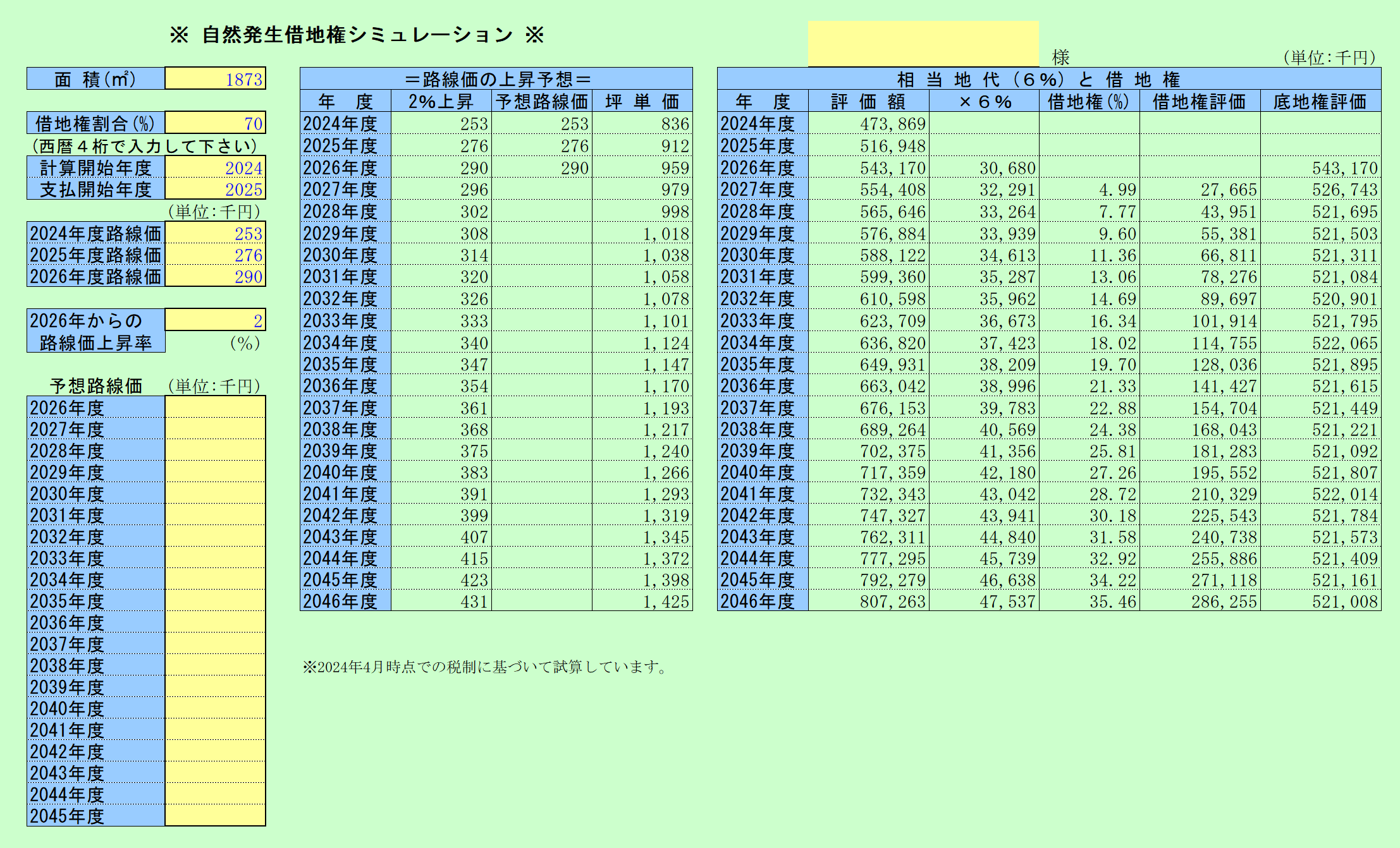 自然発生借地権シミュレーション